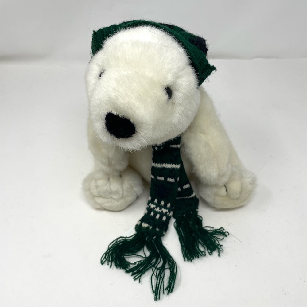 Hollybeary USA Snowie Polar Bear Plush with knit hat and scarf
